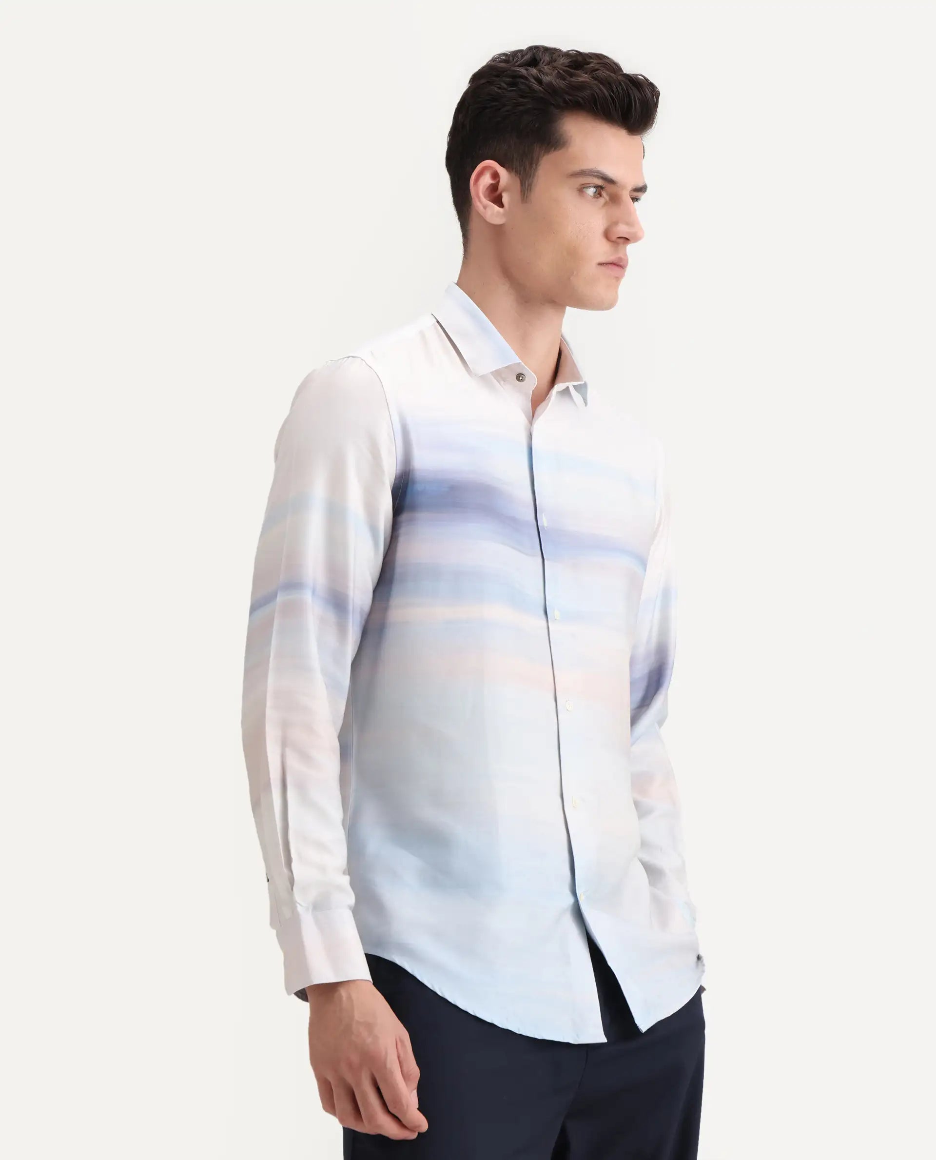 Rare Rabbit Men's Pumot Off White Cotton Blend Abstract Print Regular Fit Full Sleeve Collared Shirt - Image 6